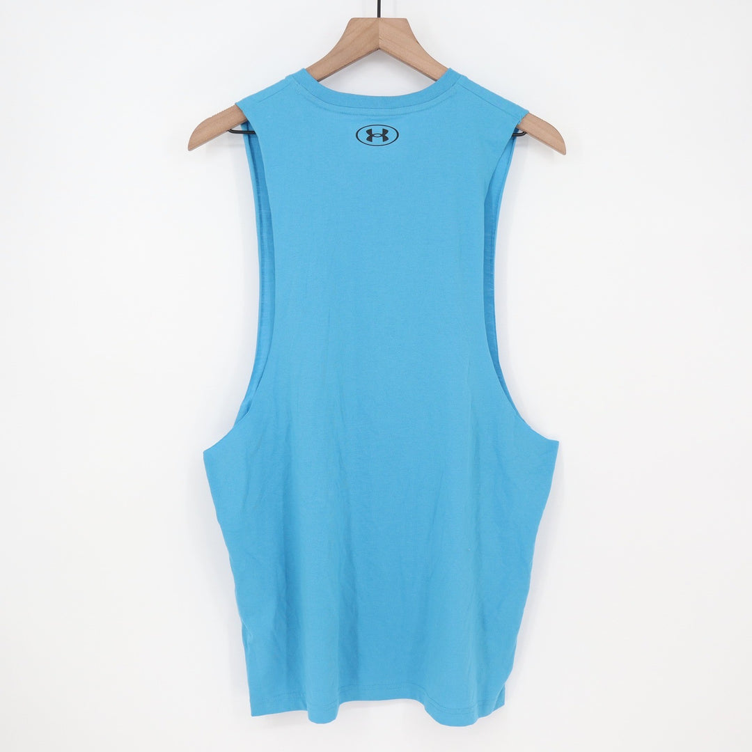 Under Armour Mens Blue Muscle Tank Top Loose Fit Deep Armholes Large 9419