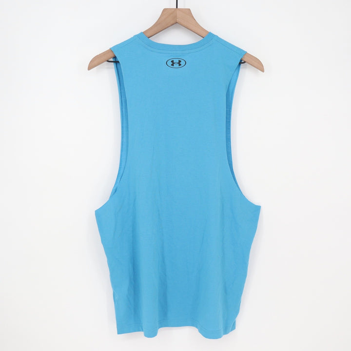 Under Armour Mens Blue Muscle Tank Top Loose Fit Deep Armholes Large 9419