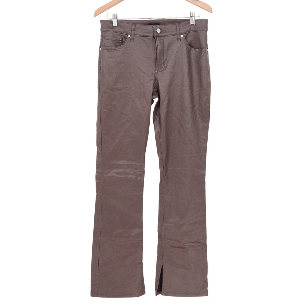 Express Skyscraper Mid Rise Brown Coated Split Hem Pants Womens 12R KLC4224