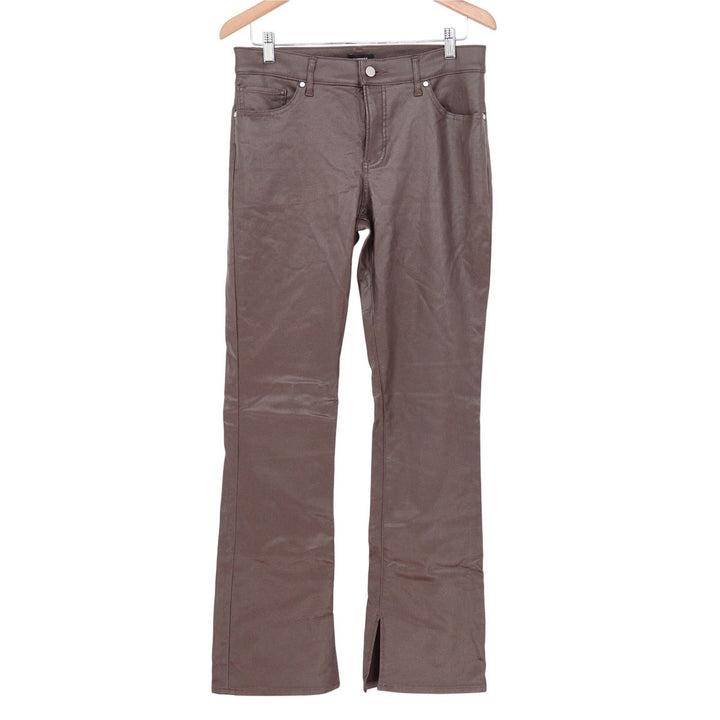 Express Skyscraper Mid Rise Brown Coated Split Hem Pants Womens 12R KLC4224