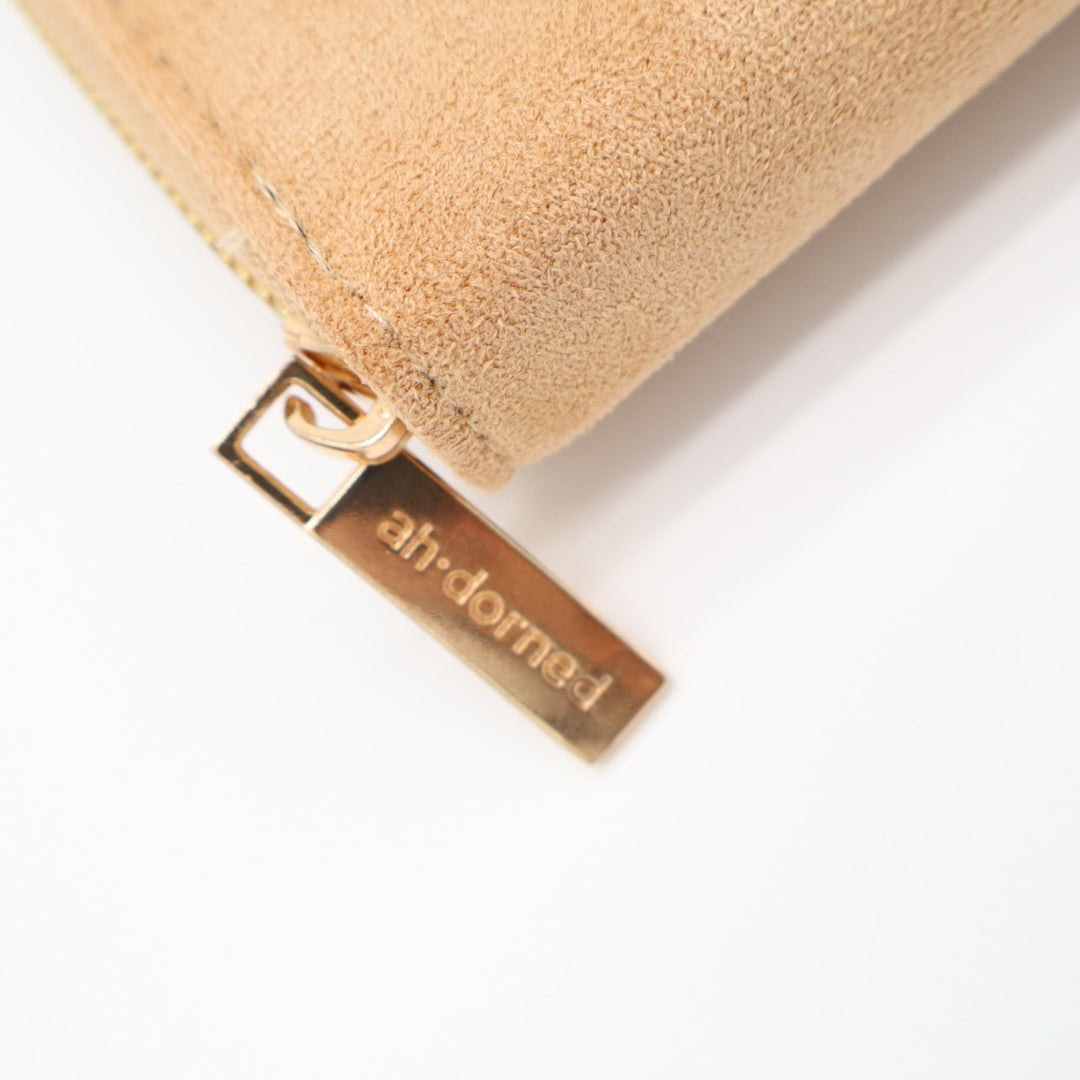 Ahdorned Womens Wallet Beige Suede Zip Around Credit Card Slots Purse
