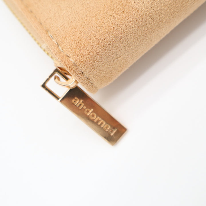 Ahdorned Womens Wallet Beige Suede Zip Around Credit Card Slots Purse