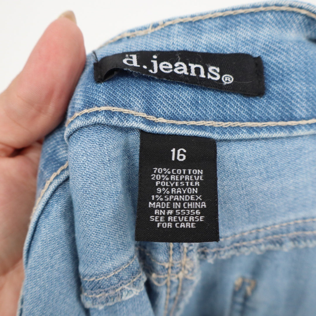 a.jeans Womens Size 16 Light Wash Distressed Skinny Jeans Frayed Hem Repreve