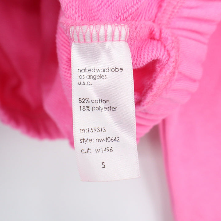 Naked Wardrobe Womens Pink Cropped Hoodie Sweatshirt Size S Hot Pink