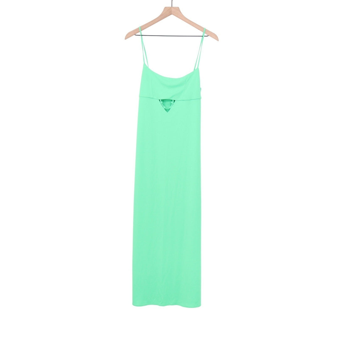 Zara Mint Green Cutout Midi Dress Spaghetti Strap Ring Detail M