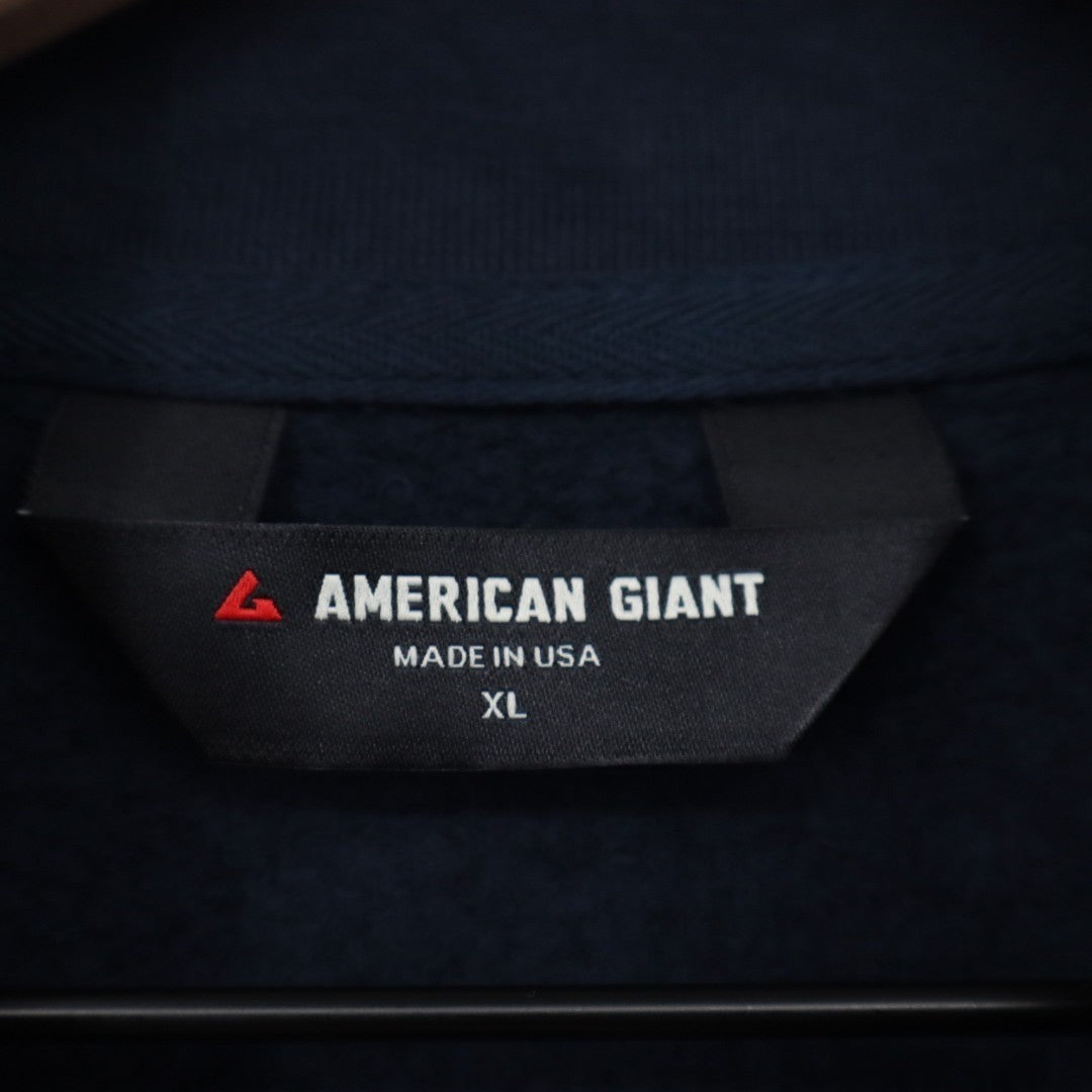 American Giant Moto Full Zip Mike Rowe Sweatshirt Mens XL Oxford Blue Cotton