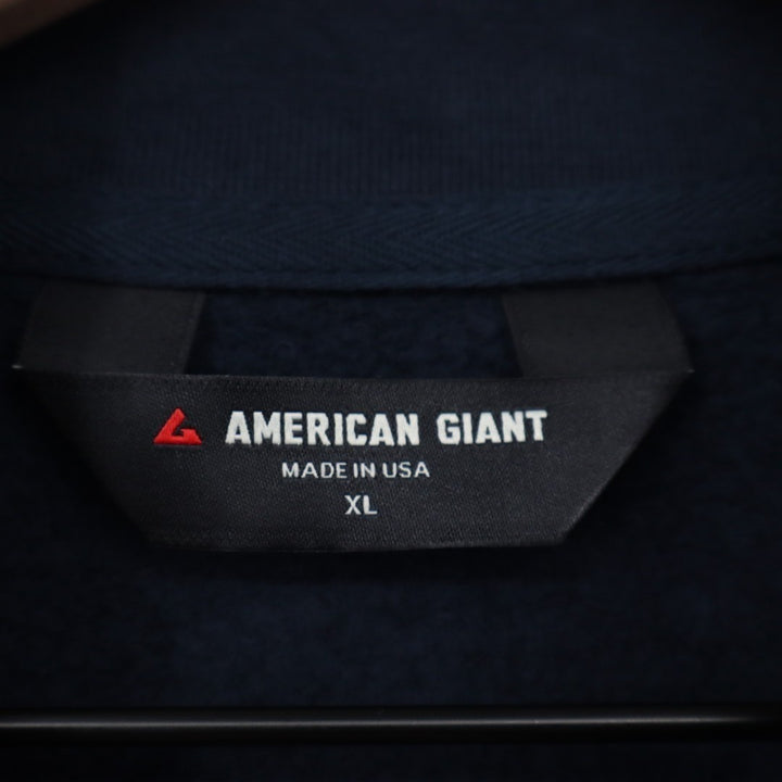 American Giant Moto Full Zip Mike Rowe Sweatshirt Mens XL Oxford Blue Cotton