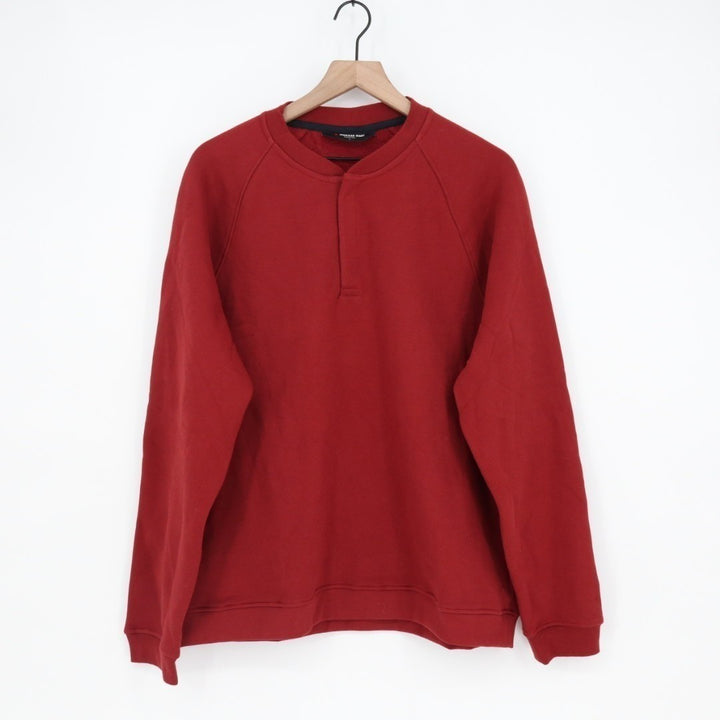 American Giant Midweight Sweatshirt Mens L Red Fleece Snap Henley Raglan Sleeve
