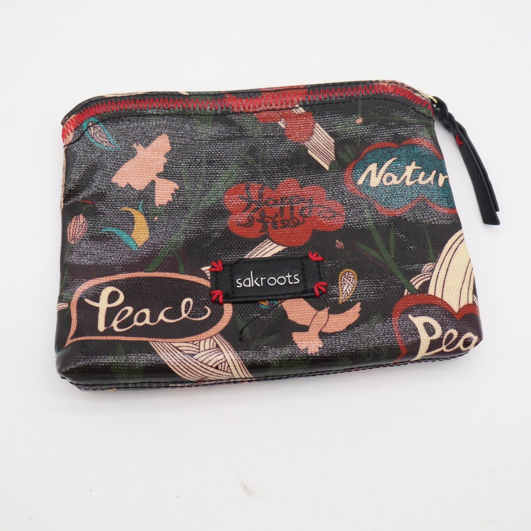 Sakroots Peace Nature Print Cosmetic Pouch Bag Multicolor Coated Canvas