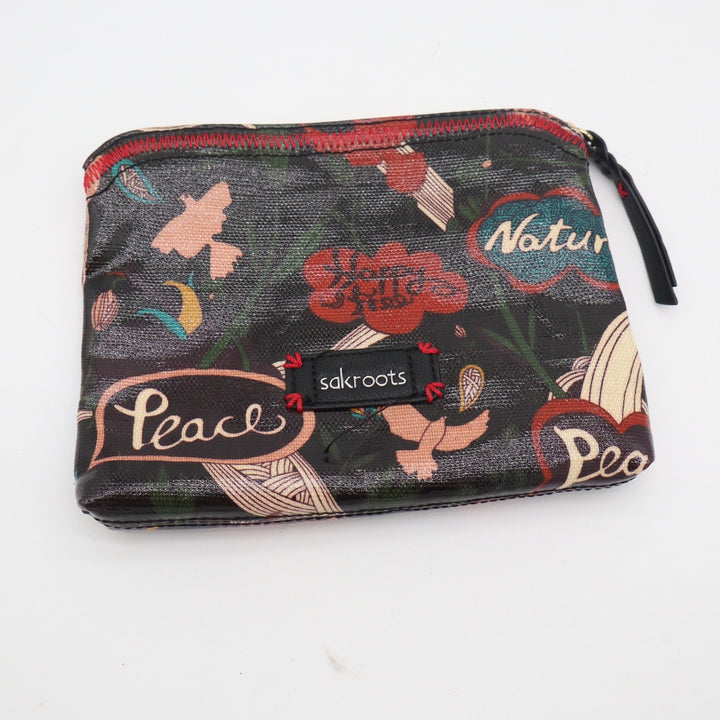 Sakroots Peace Nature Print Cosmetic Pouch Bag Multicolor Coated Canvas