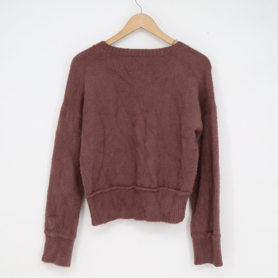 Hippie Rose Womens Mauve Eyelash Knit Fuzzy Sweater Crew Neck Size M