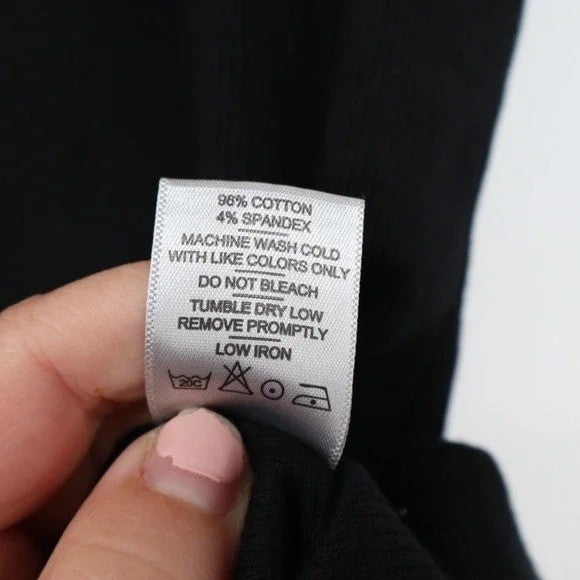 American Giant Ribbed Tank Womens Large Black Cotton Stretch U Neckline Summer