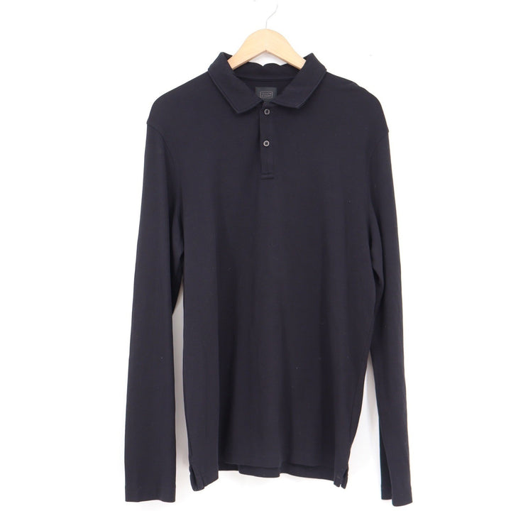 14th & Union Mens Large Black Long Sleeve Cotton Polo Shirt