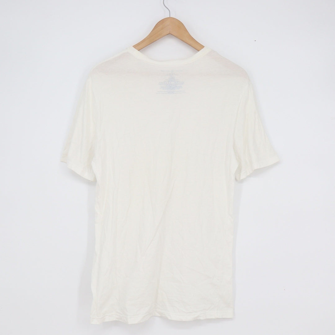 Tommy Hilfiger Mens Crewneck T-Shirt Cream Off-White Cotton Logo Size M