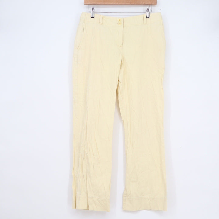 Hillard & Hanson Womens Size 6 Pale Yellow Stretch Cotton Straight Leg Pants