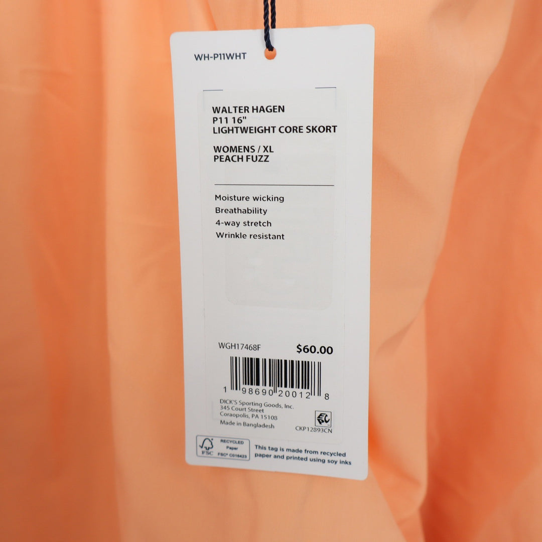 Walter Hagen Womens XL Peach Fuzz P11 16" Lightweight Core Skort