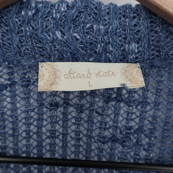 Altar'd State Cardigan Sweater Womens L Blue Open Knitted Long Sleeve Pullover