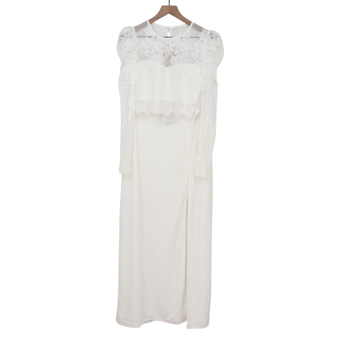 Lulus Heavenly Promise Two Piece Maxi Dress Women Small White Sheer Lace Detail