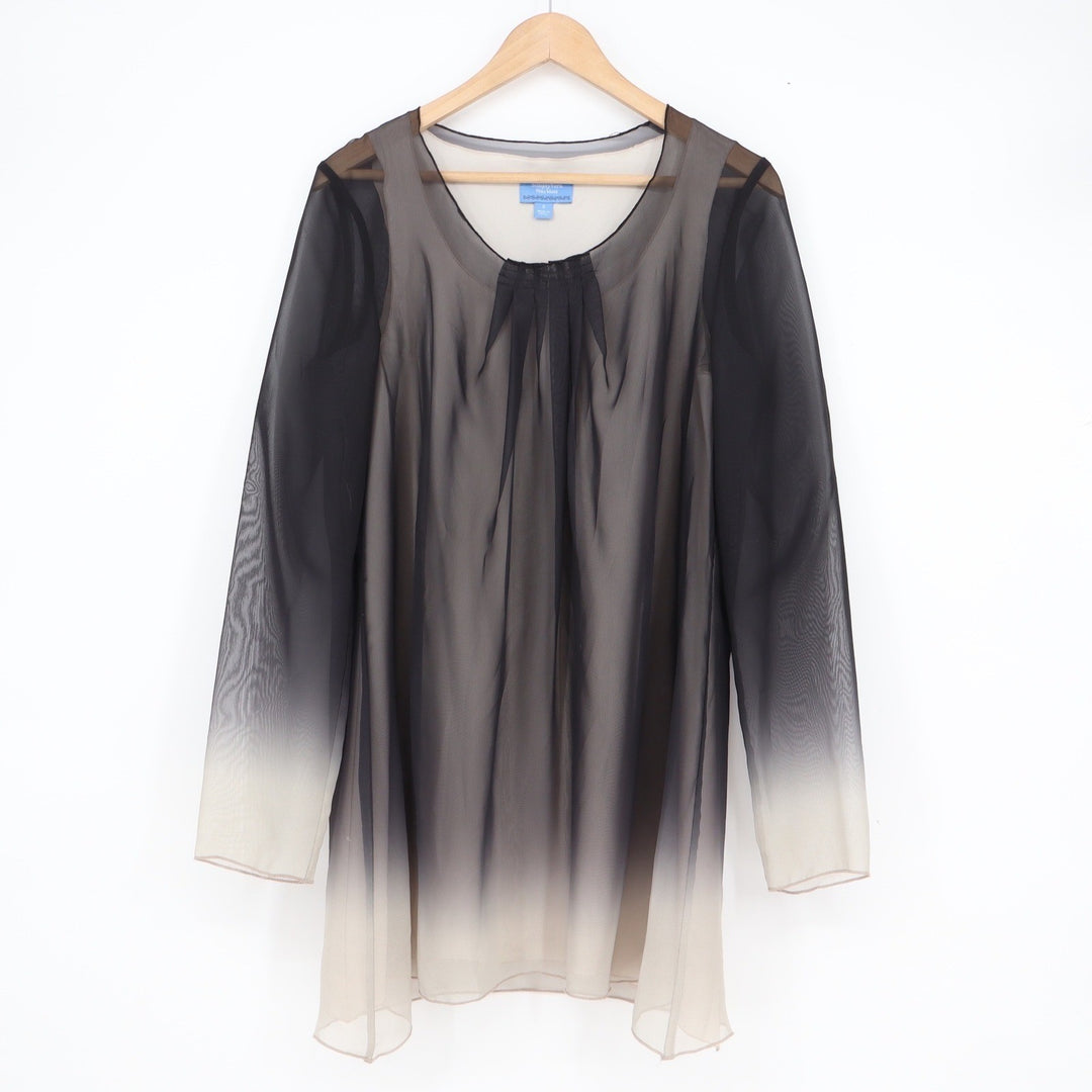 Simply Vera Vera Wang Black Cream Ombre Sheer Long Sleeve Blouse Tank Set Small