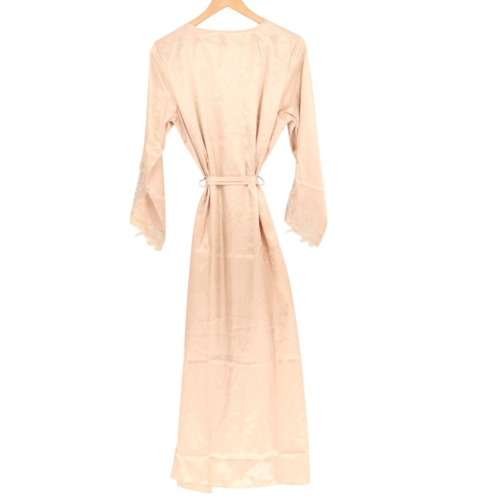 Flora Nikrooz Stella Robe Womens Small Beige Shimmer Venice Trim Belted Waist