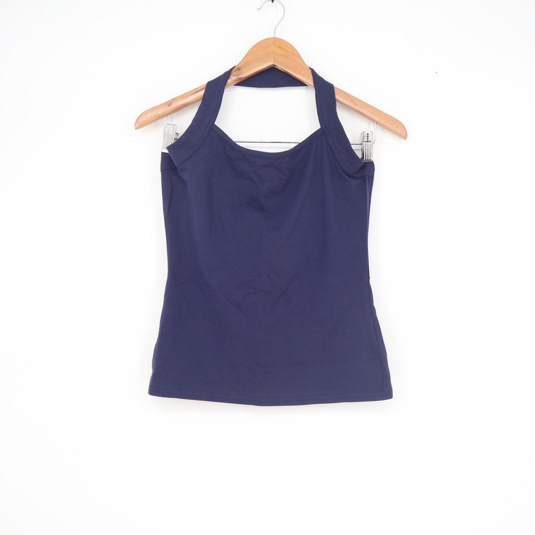 Venus Womens Navy Blue Cotton Blend Halter Neck Tank Top Size S