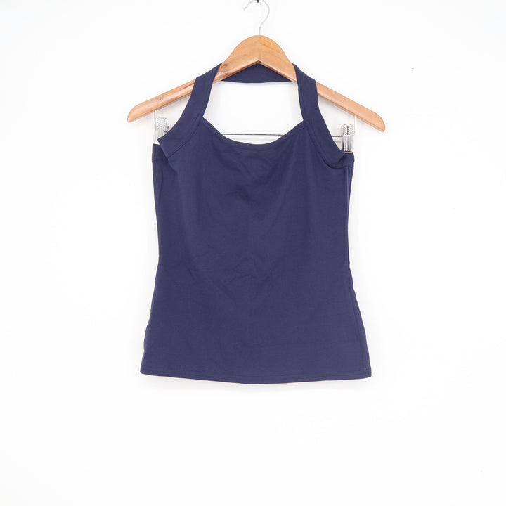 Venus Womens Navy Blue Cotton Blend Halter Neck Tank Top Size S
