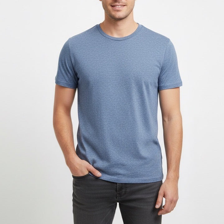H M Divided Mens Basic Blue Heathered Crew Neck T Shirt Size S