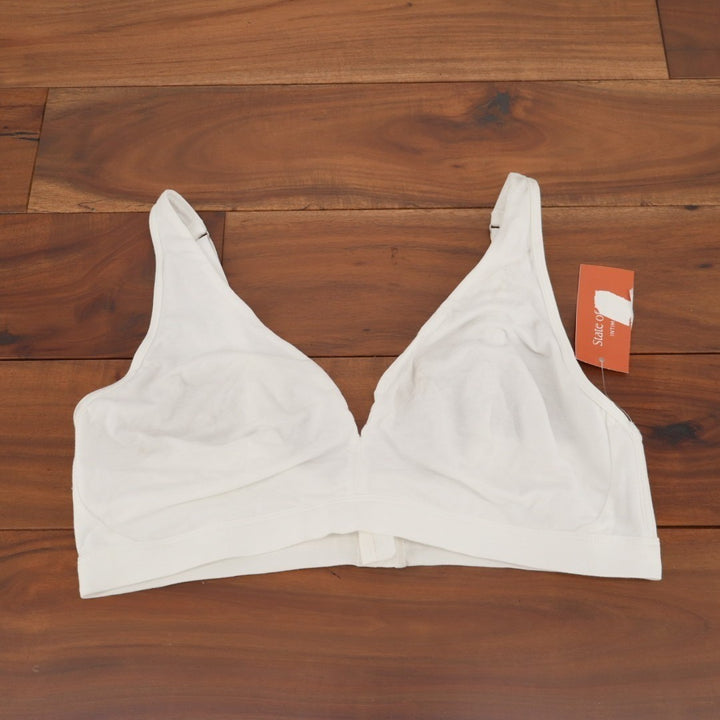 State of Day Intimates Cotton Blend Bralette Bra Women XL White Adjustable Strap