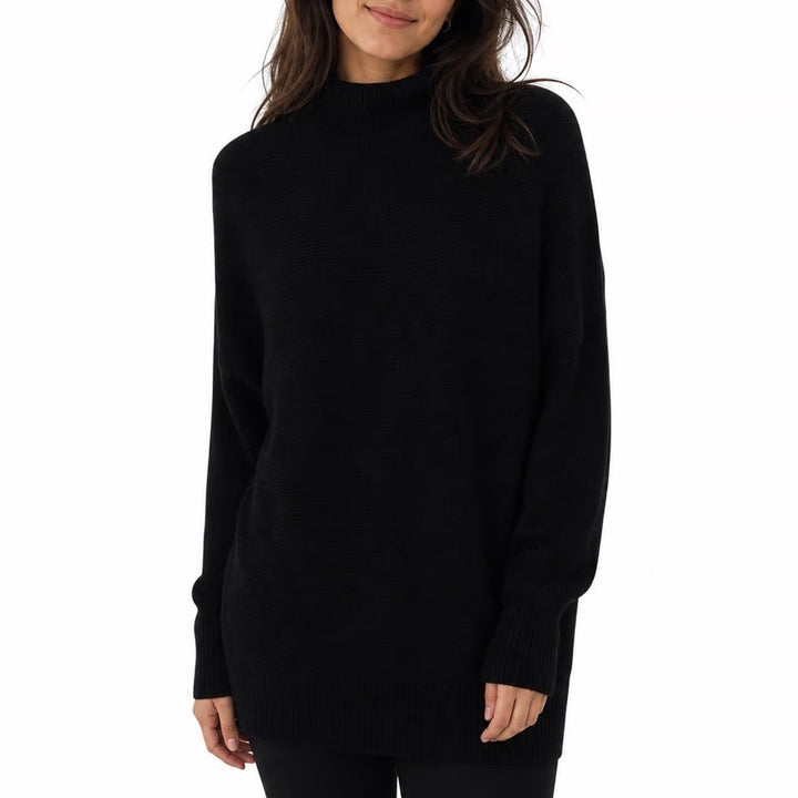 Lillusory Black Ribbed Turtleneck Oversized Tunic Sweater Womens Size M