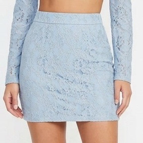 Naked Wardrobe Light Blue Floral Lace Mini Skirt Womens Size M NEW