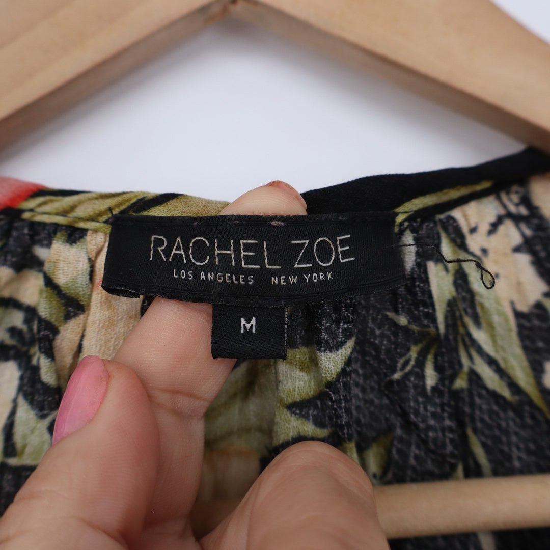 Rachel Zoe Tunic Women M Floral Black Bell Sleeve Tiered Boho Good