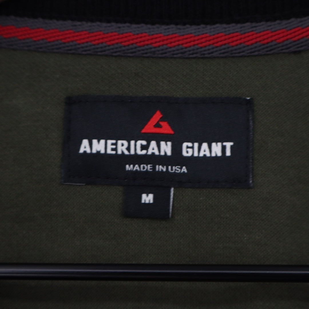 American Giant French Rib T-Shirt Mens M Olive Black Colorblock Raglan Sleeve