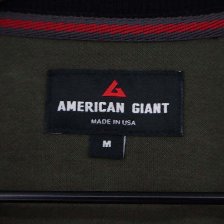 American Giant French Rib T-Shirt Mens M Olive Black Colorblock Raglan Sleeve