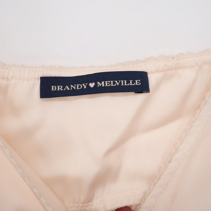 Brandy Melville Camisole Womens OS Peach Lace Trim Back Tie Excellent