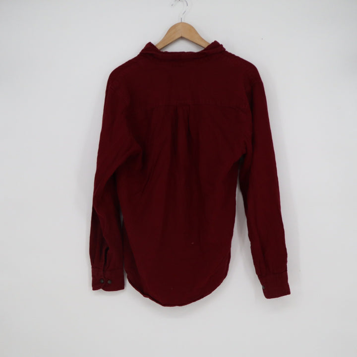 St Johns Bay Small Burgundy Cotton Long Sleeve Button Down Shirt Classic Fit
