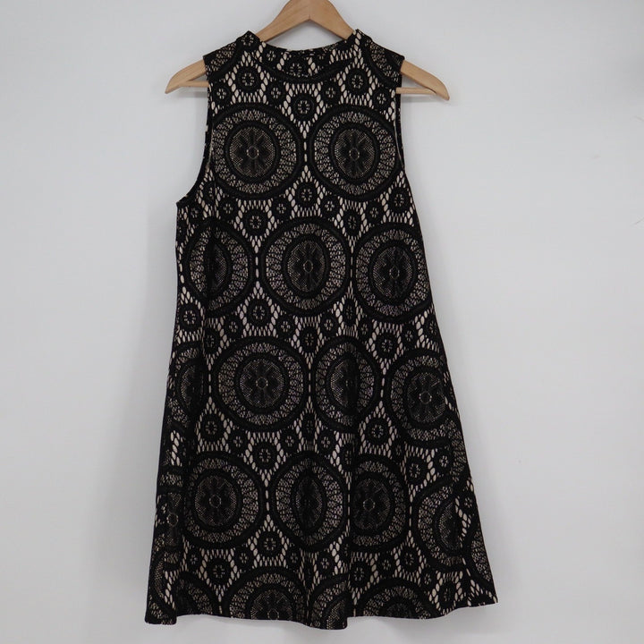 Love Fire Black Medallion Lace High Neck Shift Dress Medium
