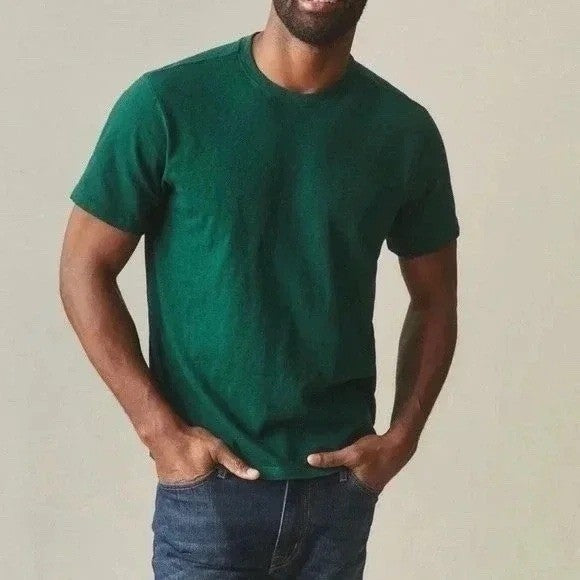 American Giant Premium Slub Crew Tee Shirt Mens Medium Fern Green Jersey Cotton