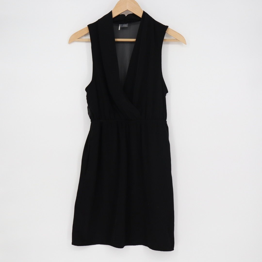 Sparkle & Fade Surplice Dress Womens S Black Pleated V-Neck Sleeveless Outdoor