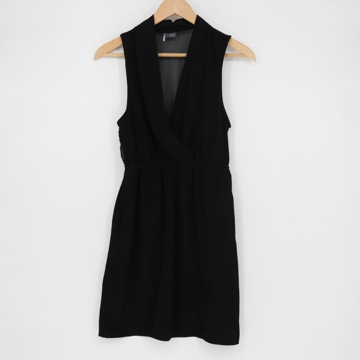 Sparkle & Fade Surplice Dress Womens S Black Pleated V-Neck Sleeveless Outdoor