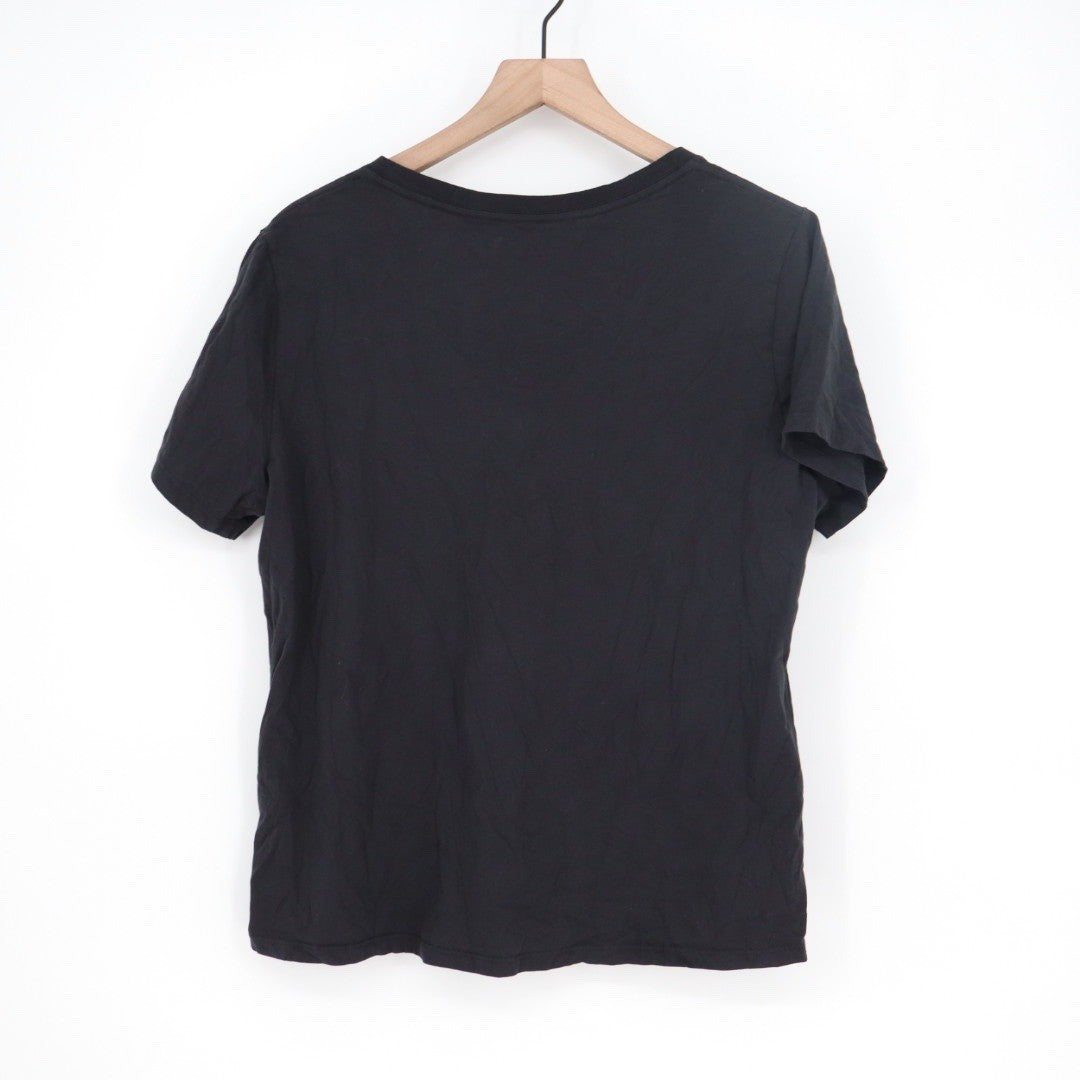 American Giant Women's Black V Neck Short Sleeve T Shirt Made in USA XL