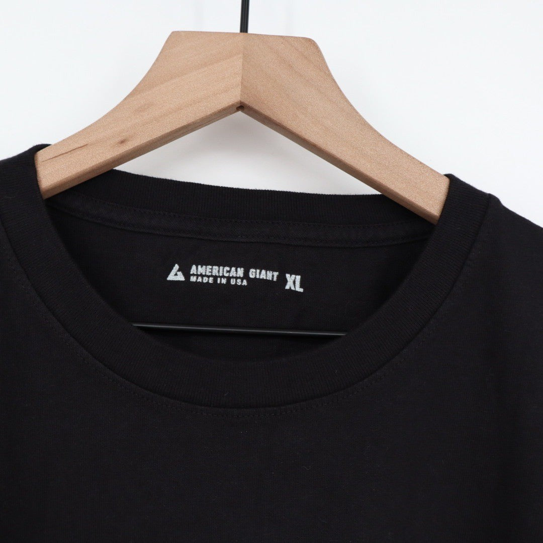 American Giant Black Crew Neck T Shirt XL Made in USA Cotton Short Sleeve