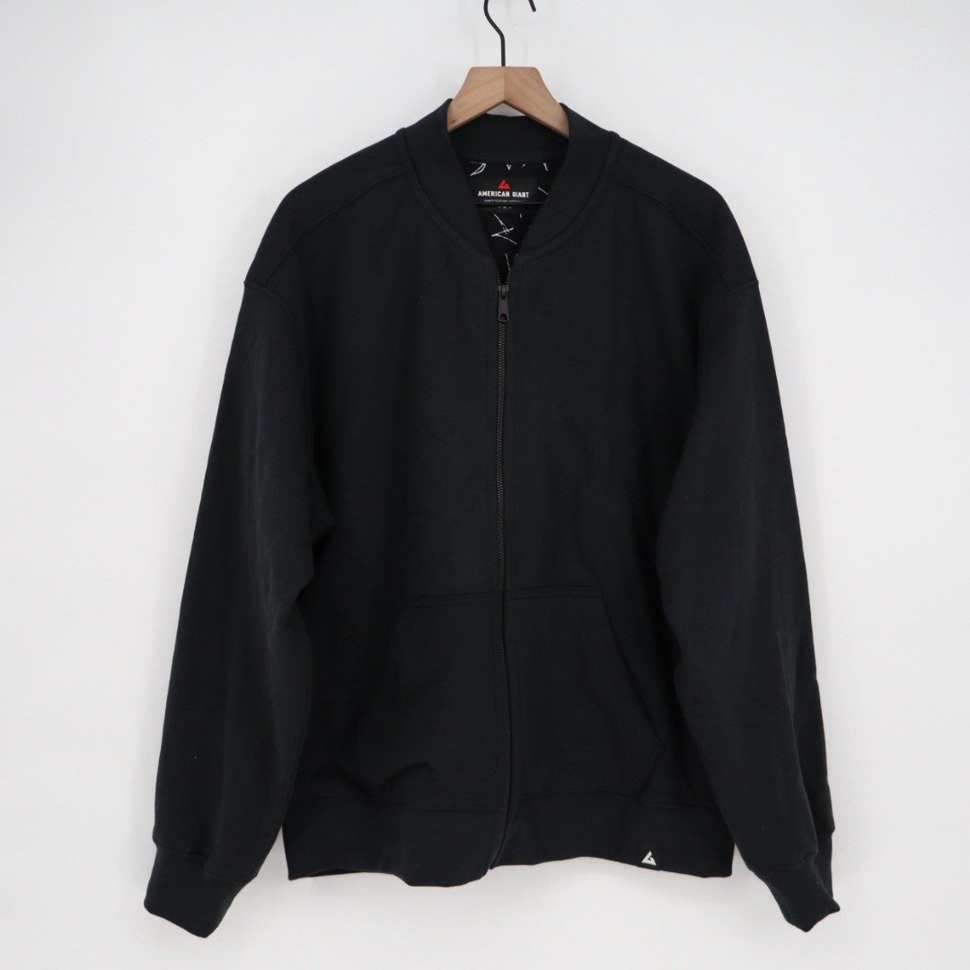American Giant Lined Bomber Jacket Mens XL Black Ringspun Cotton Classic Fit