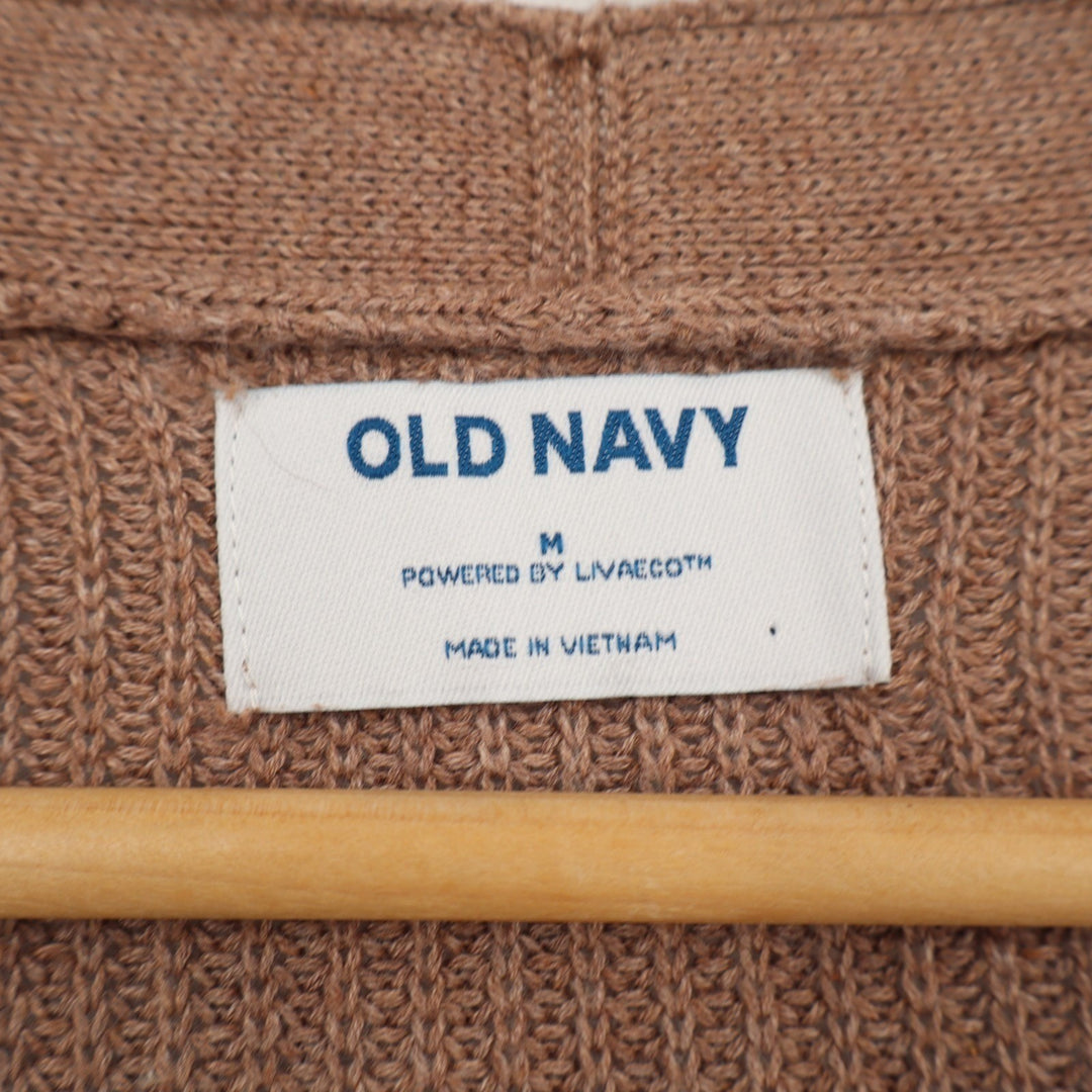 Gap Cardigan Sweater Women Medium Brown Knit Open Front Pockets Side Slit Ribbed