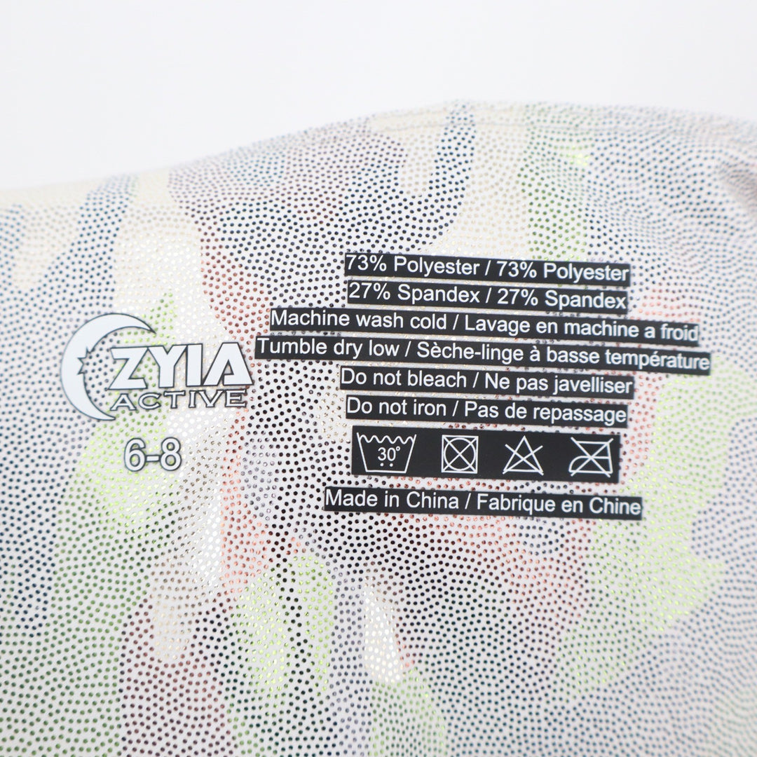 Zyia Leggings Women's 6-8 Metallic Camo Pocket Light n Silver Crop