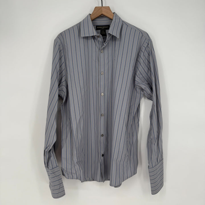 Banana Republic Dress Shirt Mens 16.5 Multi Striped Cotton Business French Cuff