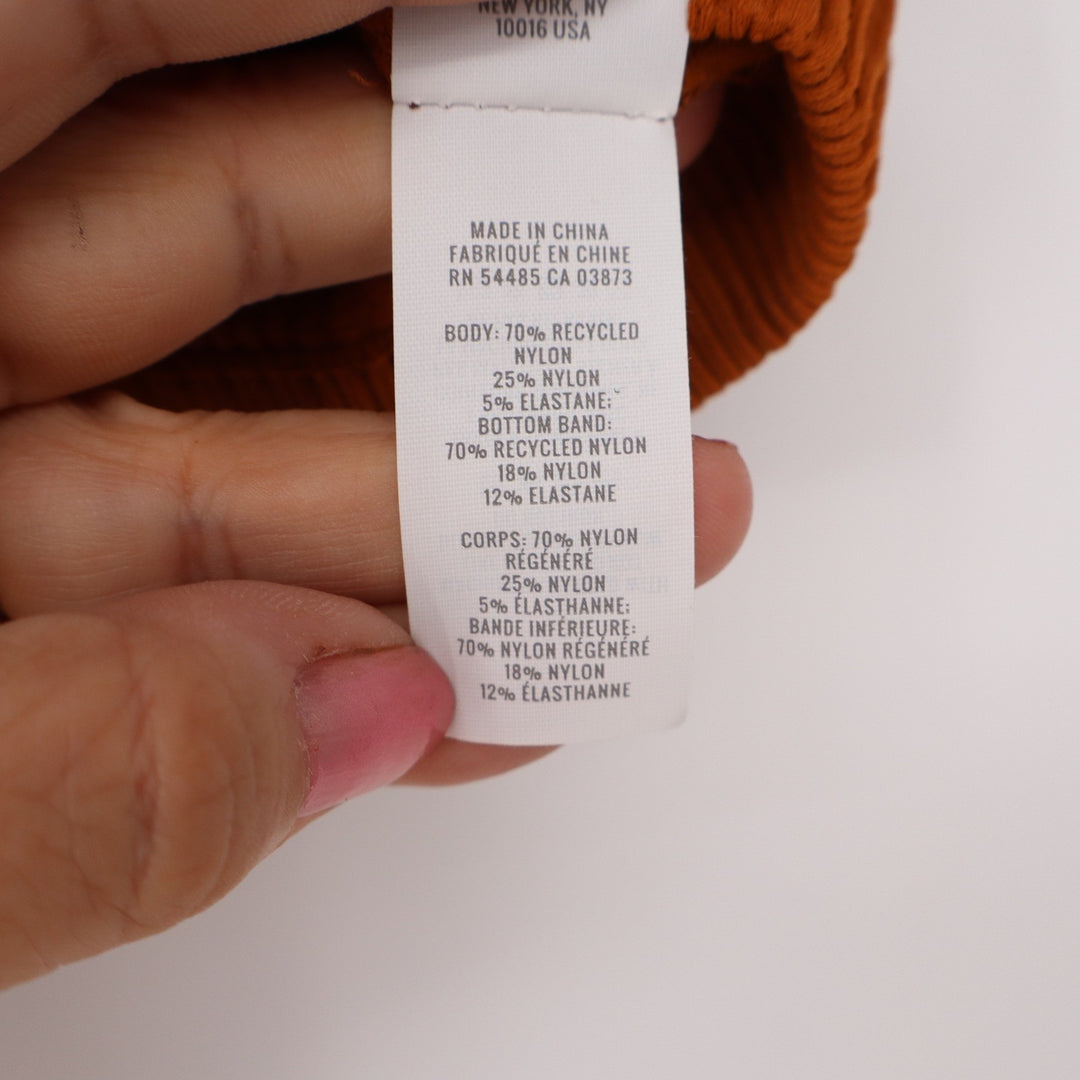 Aerie Crop Top Womens S Real Good Snap Front Burnt Orange Ribbed Excellent