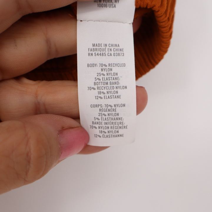 Aerie Crop Top Womens S Real Good Snap Front Burnt Orange Ribbed Excellent