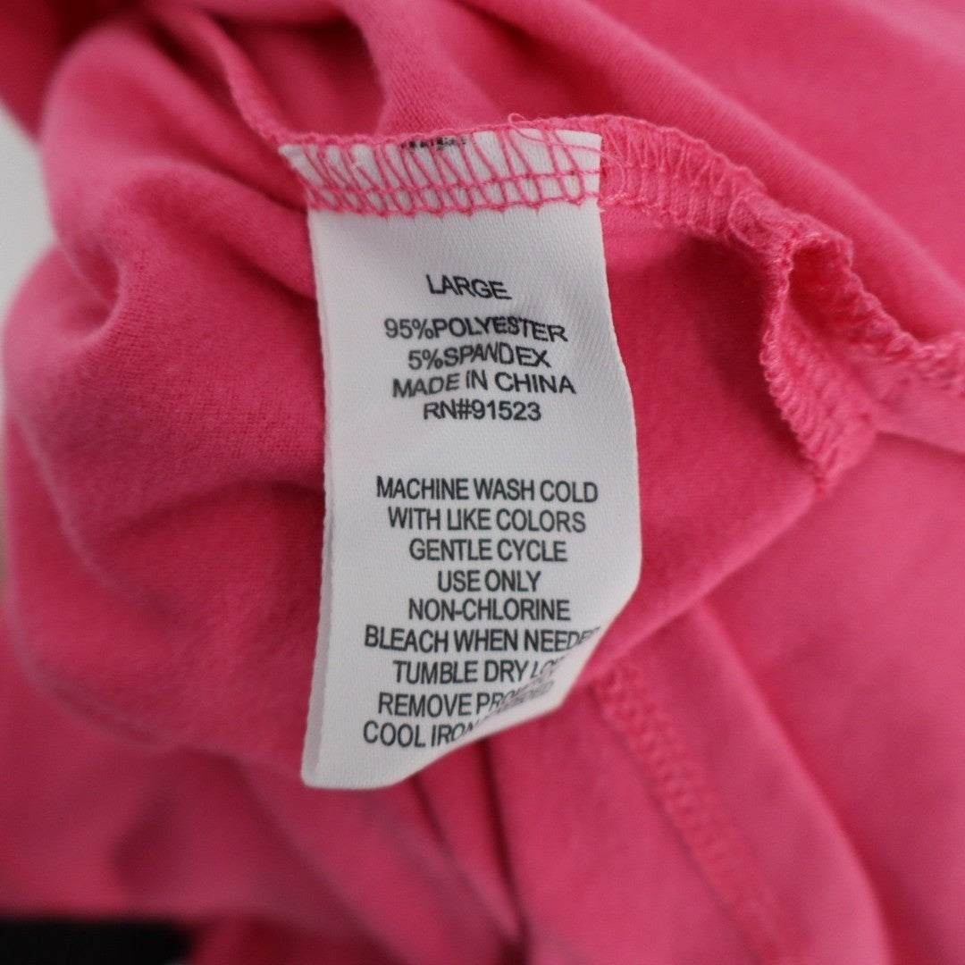 Roudelain Pajama Shirt Women Large Pink Stretch Long Sleeve Round Neck Side Slit
