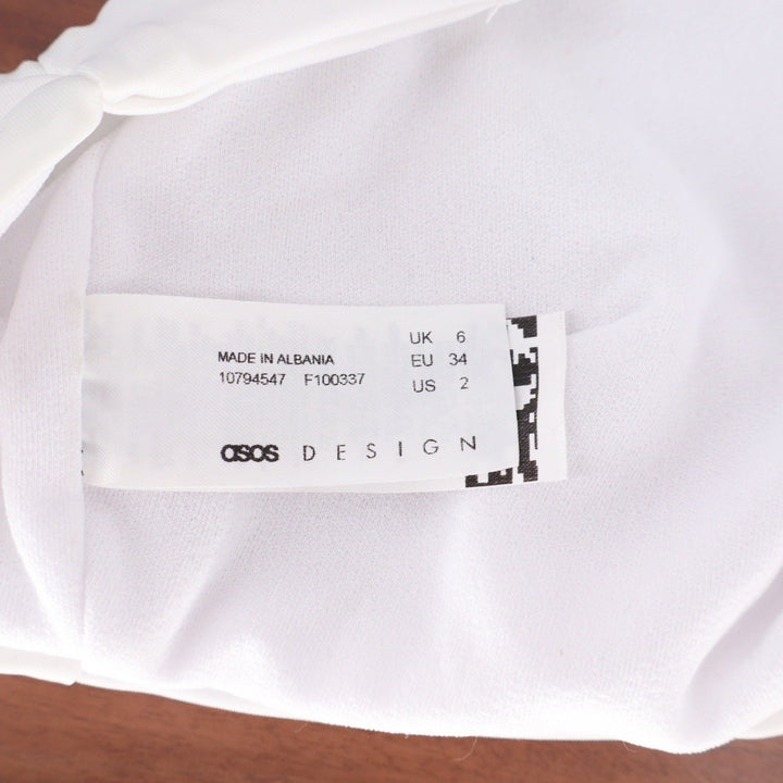 ASOS DESIGN White Halter Neck Triangle Bikini Top Tie Back Size US 2