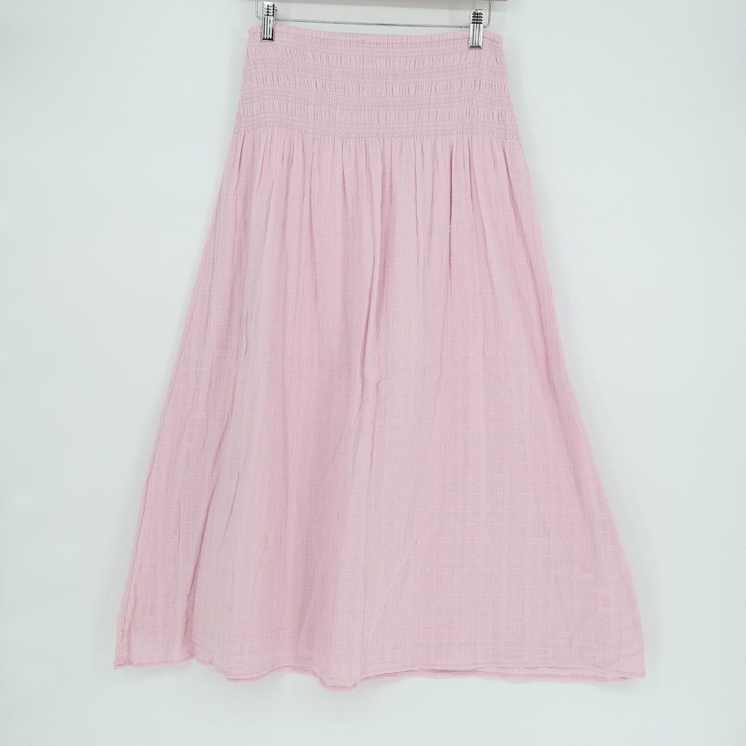American Eagle Pink Smocked Waist Cotton Gauze Midi Skirt XS